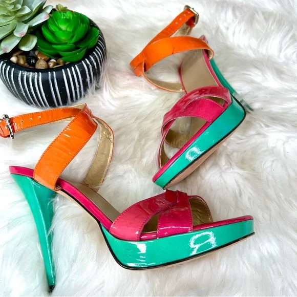 STUART WEITZMAN Patent Leather Platform Sandals, 6.5 - Picture 12 of 15